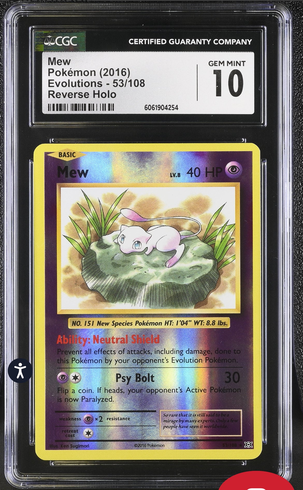 POKEMON TCG XY EVOLUTIONS MEW HOLO CGC 10 53/108