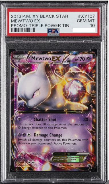 2016 POKEMON XY BLACK STAR PROMO TRIPLE POWER TIN #XY107 MEWTWO EX PSA 10