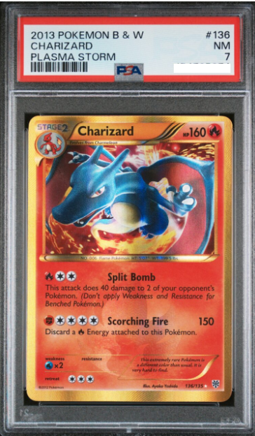 2013 POKEMON BLACK & WHITE PLASMA STORM TCG Cards #136 CHARIZARD PLASMA STORM PSA 7