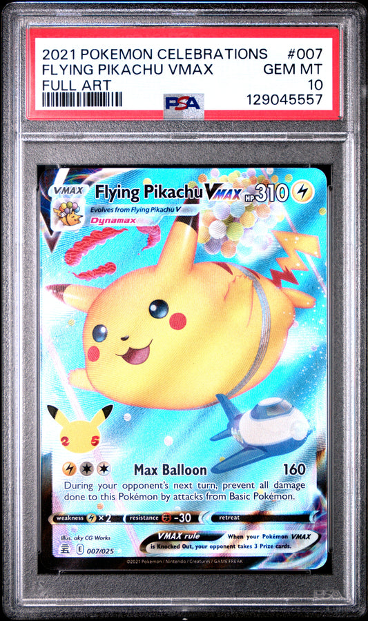 PSA 10 2021 POKEMON CELEBRATIONS #007 FLYING PIKACHU VMAX FULL ART