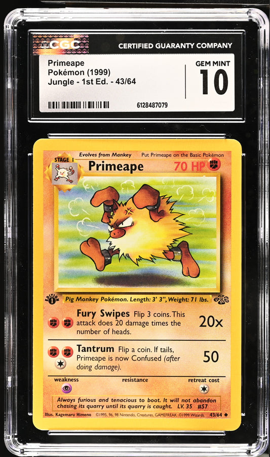 Pokemon Primeape Jungle 1st Edition #43 CGC 10 Gem Mint