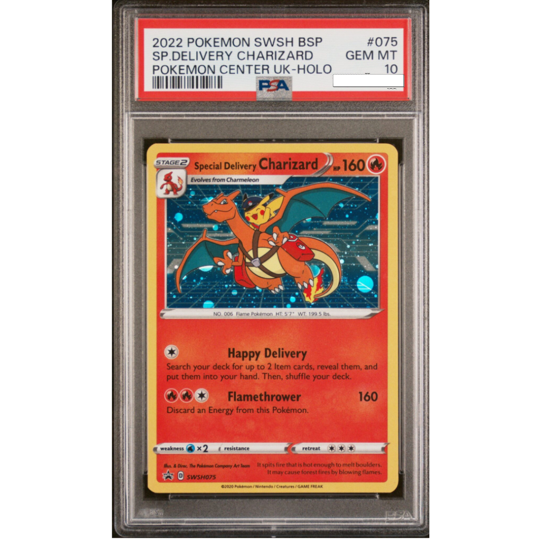PSA 10 2022 POKEMON SWSH BLACK STAR PROMO 075 SP.DELIVERY CHARIZARD