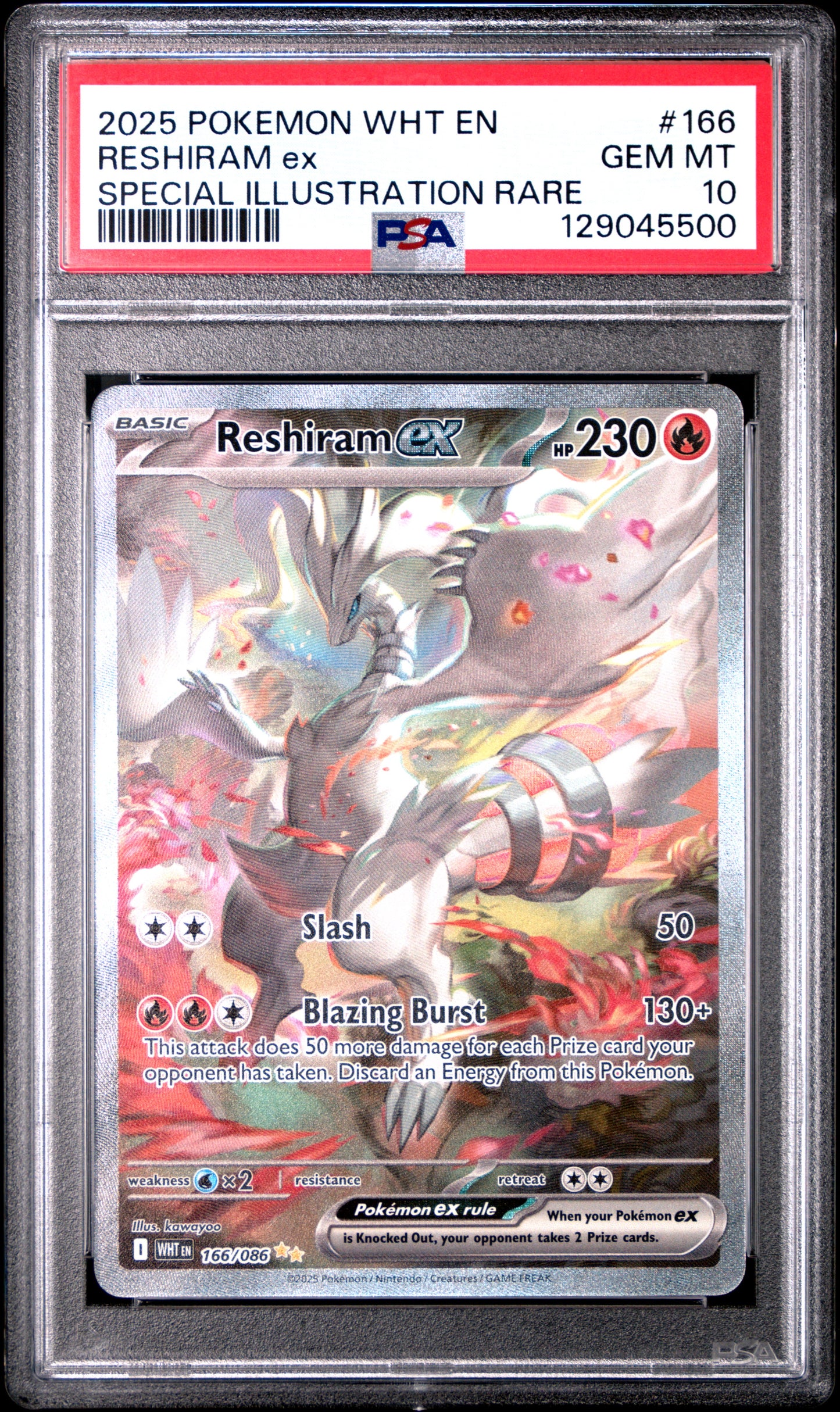POKEMON TCG WHITE FLARE RESHIRAM SPECIAL ILLUSTRATION RARE PSA 10 #166