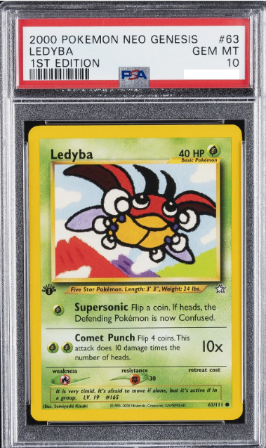2000 POKEMON NEO GENESIS 1ST EDITION #63 LEDYBA PSA 10