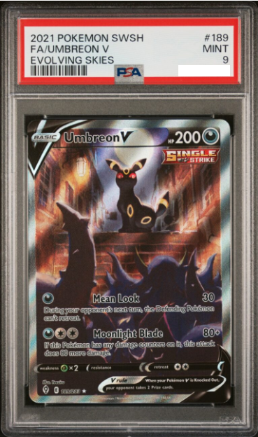 2021 POKEMON SWORD & SHIELD EVOLVING SKIES 189 FA/UMBREON V