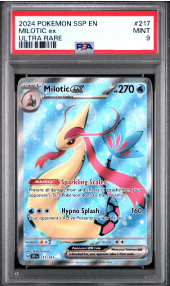 2024 POKEMON SSP EN-SURGING SPARKS 217 MILOTIC EX ULTRA RARE PSA MINT 9