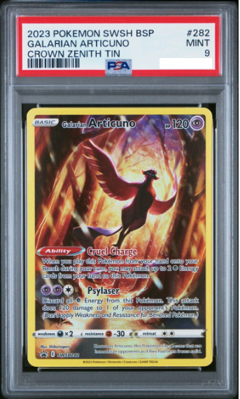 2023 POKEMON SWSH BLACK STAR PROMO 282 GALARIAN ARTICUNO CROWN ZENITH TIN PSA MINT 9